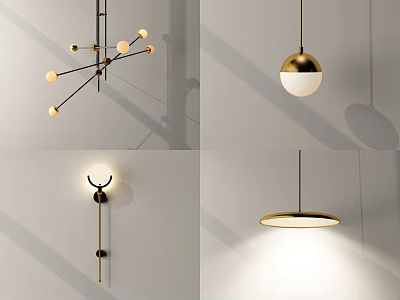 Modern Lighting Combination With Spherical Chandeliers Wall Lamps And Circular Pendant Lights 3d model