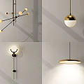 Modern Lighting Combination With Spherical Chandeliers Wall Lamps And Circular Pendant Lights