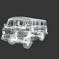 Dark Green Retro Utility Van Exterior With Classic Design And Multiple Windows