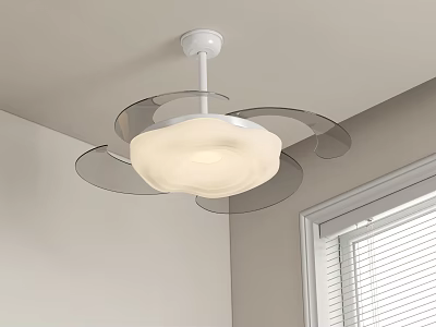 Modern Contemporary Chandelier With White Lampshade Transparent Circular Rings And Soft Lighting Ceiling Mounted 3d model