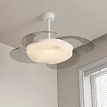 Modern Contemporary Chandelier With White Lampshade Transparent Circular Rings And Soft Lighting Ceiling Mounted