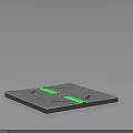 White Square Tech Panel With Black Geometric Lines Green Glow And Central Circle 3d model