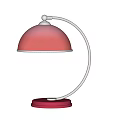 Pink Dome Shaped Table Lamp With Silver Metal Arm And Stylish Base