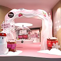 Nestle Xu Fuji Brand Pastry Items Display Dome With Pink Interior And Decorations