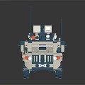 Electric Toy Armored Vehicle with Military Style Design Detailed Weapons and Blue Wheels