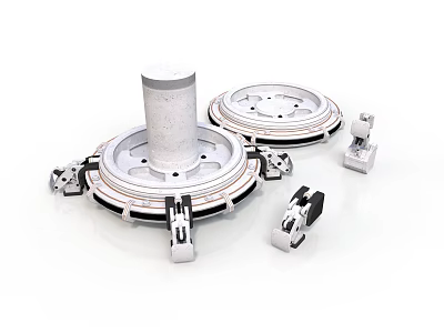 Mechanical Industrial Equipment With Circular Base Cylindrical Structure And Metal Components 3d model