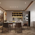 Modern Open Concept Living and Dining Room Interior With Sofa Coffee Table Rug and Chandelier
