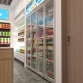 Convenience Store Interior With Checkout Counter Shelves Filled With Products And Windows Showing Exterior View