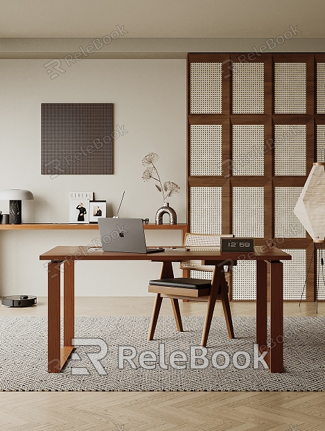 Modern Study Desk Bookcase Shelf model