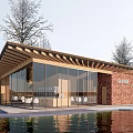 Modern Post Station Public Building Visitor Center Building Exhibition Hall Small Public Building Cafe Building Post Station Building 3d model