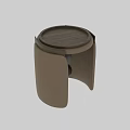 Modern Beige Leather Bedside Table With Round Top And Unique Structure