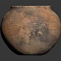 Handcrafted Terracotta Clay Pot With Ancient Wave Patterns And Surface Texture
