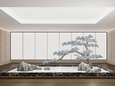 New Chinese style interior dry landscape sketch model