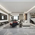 Modern Living Dining Room Interior With Sofa Dining Table Chandelier And Open Concept Design