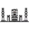 Modern audio equipment combination 3d model