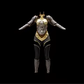 Detailed Futuristic Armored Suit With Gold Silver Black Mechanical Design Elements