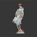 Ceramic Furniture Decorative Figurine With White Blue Outfit Red Hair And Base