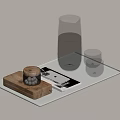 Modern Tea Tray Book Wine Set 3d model