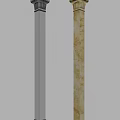 Elegant Roman Column Interior Design With Golden Marble Texture And Classic Style 3d model
