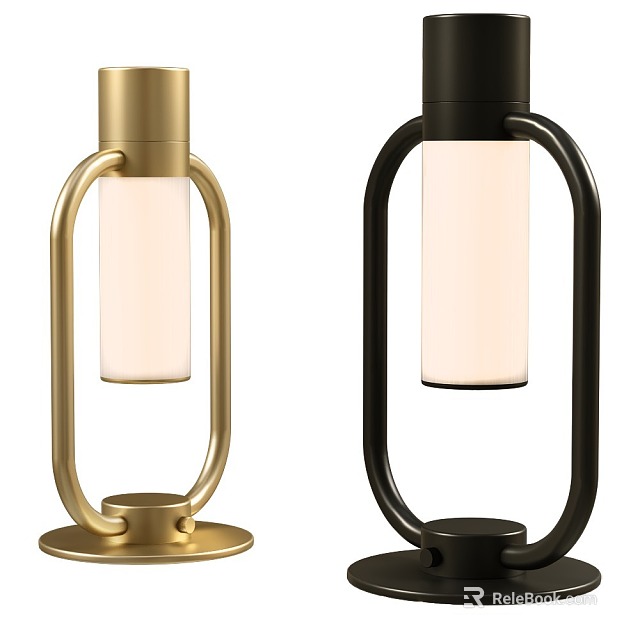 Modern Gold and Black Table Lamps with Metal Frame and Glass Shade for Home Decor 3d model 