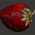 Fresh Juicy Red Strawberry With Yellow Seeds And Green Leaves Isolated On Dark Background