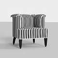 Black And White Striped Single Sofa With Curved Arms And Black Legs Modern Design