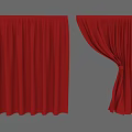 Red Curtains With Straight Panel And Tied Draped Design For Home Decor