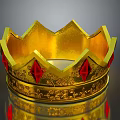 Shiny Golden Crown With Red Gemstones And Intricate Decorative Patterns