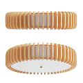 Modern Wooden Circular Ceiling Light With Slatted Structure And White Center Panel 3d model