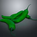 Fresh Green Chili Peppers Displayed on Dark Background for Cooking