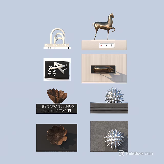 Home Living Decorative Essentials With Deer Sculpture Metal Handles And Artistic Ornaments 3d model 