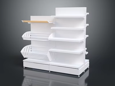White Multi Layer Retail Display Shelf With Flat And Slanted Shelves Design 3d model