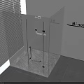 Modern Shower Head in Glass Enclosure with Transparent Door and Gray Tiles