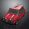 Vintage Red Car With Rusted Body Weathered Roof And Hood Rust Spots