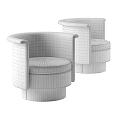 Modern Upholstered Armchairs in Beige and Dark Gray with Wooden Bases