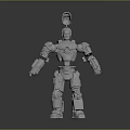 Silver Metallic Robot Figure With Mechanical Armor Limbs And Antenna Design