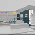 Modern Retail Store Interior With Furniture Display Shelves Sofa Bed Counter Bright Lighting And Signs