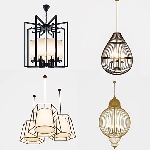 New Chinese Chandelier Combination 3d model