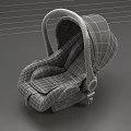 Modern Comfortable Baby Car Seat With Gray Cushion Red Canopy And Black Frame