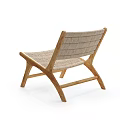 Modern Minimalist Leisure Chair Featuring Wooden Frame And Woven Seat Backrest