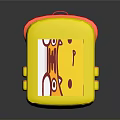 Vibrant Yellow Schoolbag With Red Accents And Front Cartoon Design
