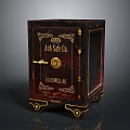 Dark Red Vintage AAA Safe Plainville IL Gold Accent Ornate Carving Brass Lock Feet