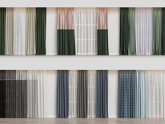 Modern Home Curtain Combination Color-matching Curtain Fabric Curtain 3d model