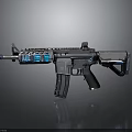 Modern Futuristic Rifle With Blue Glowing Components And Metallic Finish