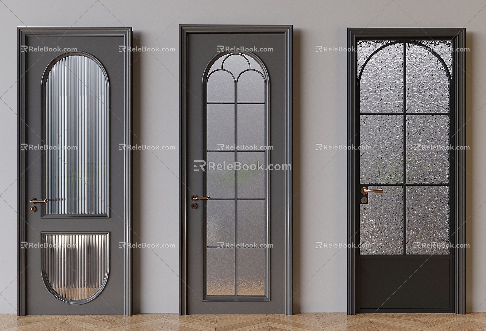 French glass swing door Changhong glass single door tortoise glass swing door 3d model