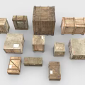 Industrial Equipment Storage With Multiple Wooden Crates For Warehouse Transportation
