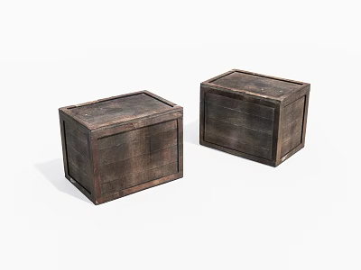 Two Vintage Rustic Wooden Boxes With Textured Surface For Storage 3d model