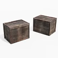 Two Vintage Rustic Wooden Boxes With Textured Surface For Storage 3d model