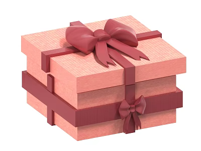 Pastel Pink Stacked Gift Boxes With Red Bows And Decorative Ribbons 3d model