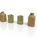 Vintage Military Canteens in Various Sizes and Green Brown Color Tones
